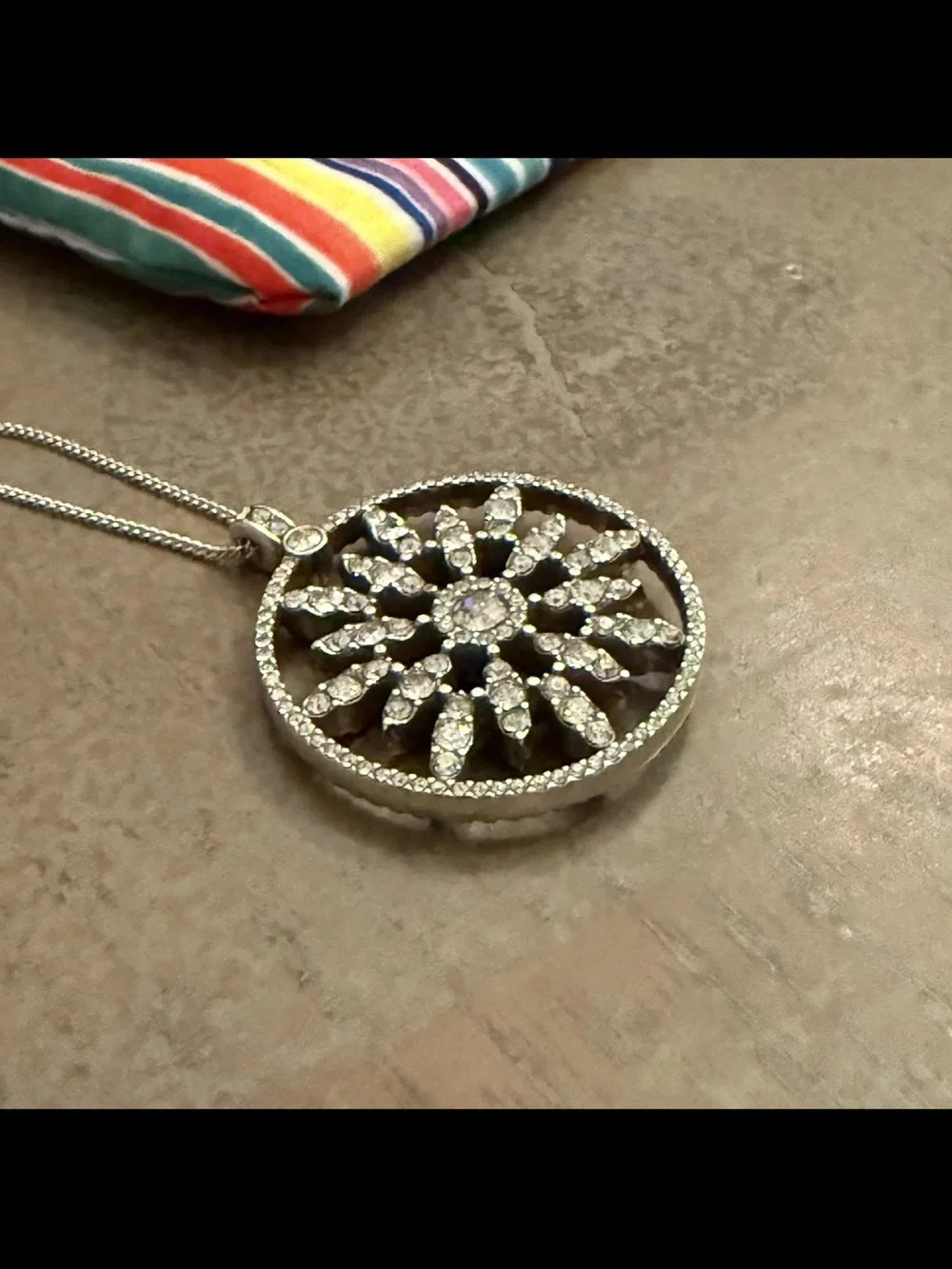 Brighton ILLUMINA FLAIR Silver Crystal Pendant Necklace Preowned With Dust Bag